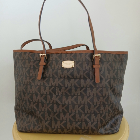 Michael Kors - Jet Set Travel tote large bag - leather - canvas print - Picture 3 of 14